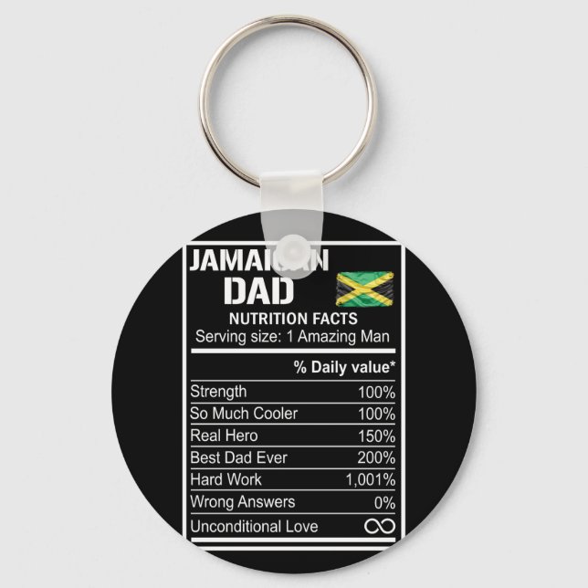 Manar Jamaican Pappa Nutrition Facts Fars dag Hero Nyckelring (Framsida)