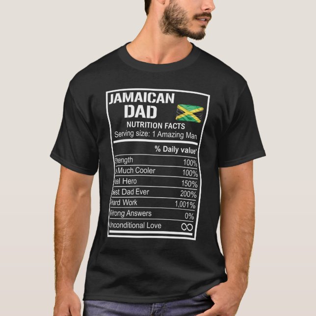 Manar Jamaican Pappa Nutrition Facts Fars dag Hero T Shirt (Framsida)