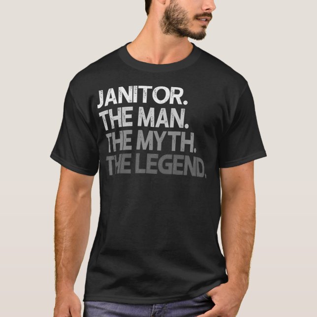 Manar Janitor Gift the Man Myth Legend Premium T Shirt (Framsida)
