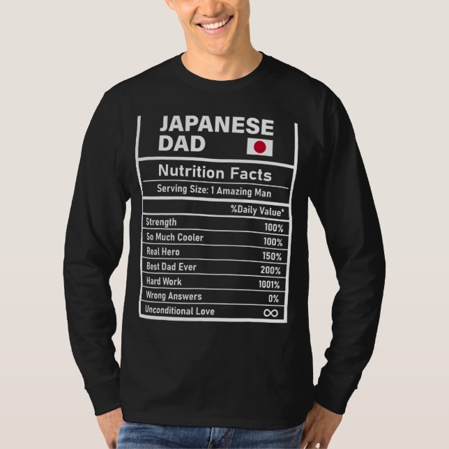 Manar japansk Pappa Nutrition Facts Fars dag Nat T Shirt (Framsida)