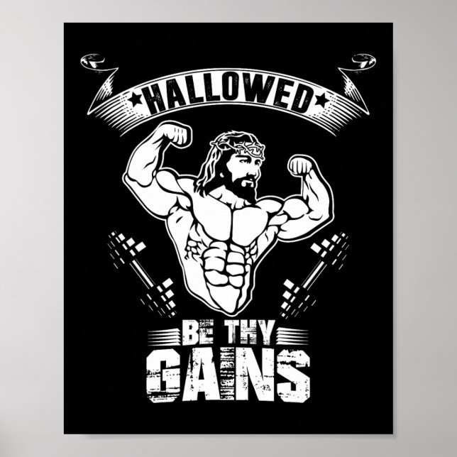 Manar Jesus Bodybuilding T Shirt - Funny Jesus Wei Poster (Framsidan)