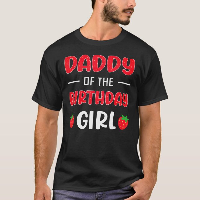 Manar jordberry Mönster pappa till Birthday Girl T Shirt (Framsida)