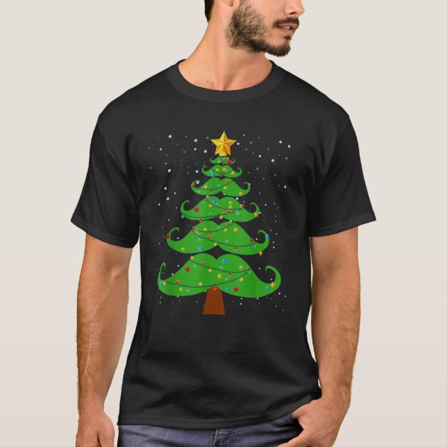 Manar jul Mustache Träd Shirt Funny Mustache T (Framsida)