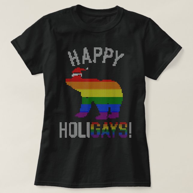 Manar Julafton Gay Bear Gay Pappa Kupel Vult jul T Shirt (Design framsida)