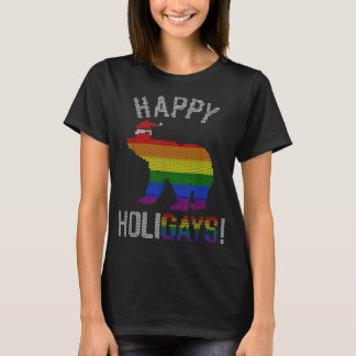 Manar Julafton Gay Bear Gay Pappa Kupel Vult jul T Shirt