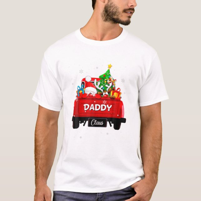Manar Julafton Red Lastbil pappa Claus Matching Fa T Shirt (Framsida)