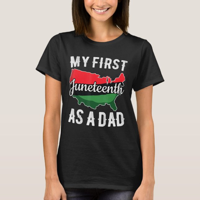 Manar Junetelfte Fars dag American Flagga Melanin  T Shirt (Framsida)