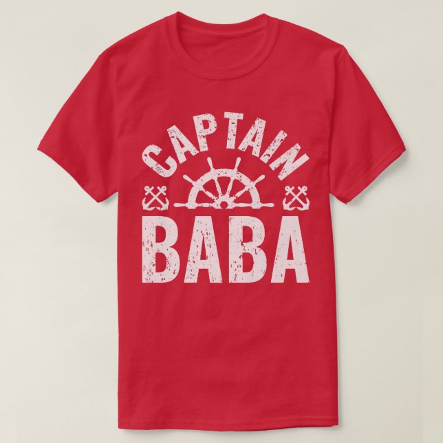 Manar kapten Baba Boat Owner Sjö Boating Far T Shirt (Design framsida)