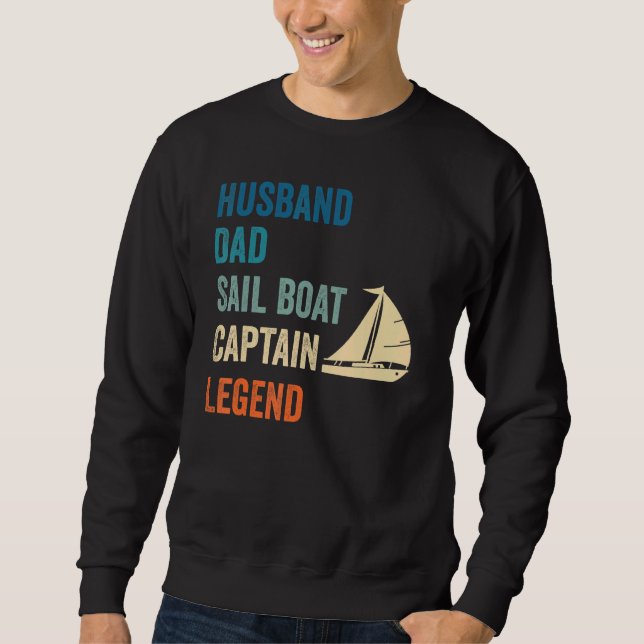 Manar kapten Legend Sailing Make Pappa Segelbåt Lång Ärmad Tröja (Framsida)
