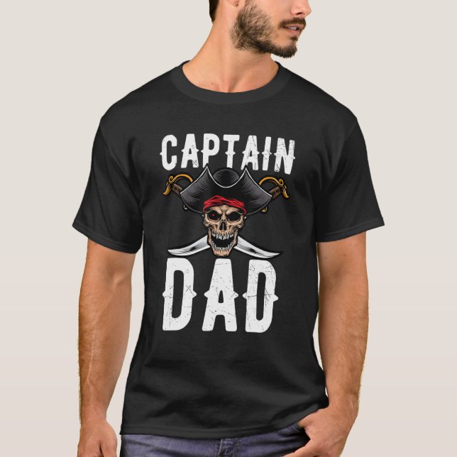 Manar kapten Pappa Halloween Pirat Spöken Spooky H T Shirt (Framsida)