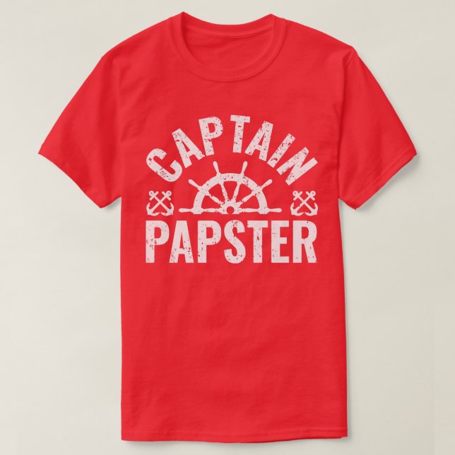 Manar kapten Papster Boat Owner Sjö Boating Fathe T Shirt (Design framsida)