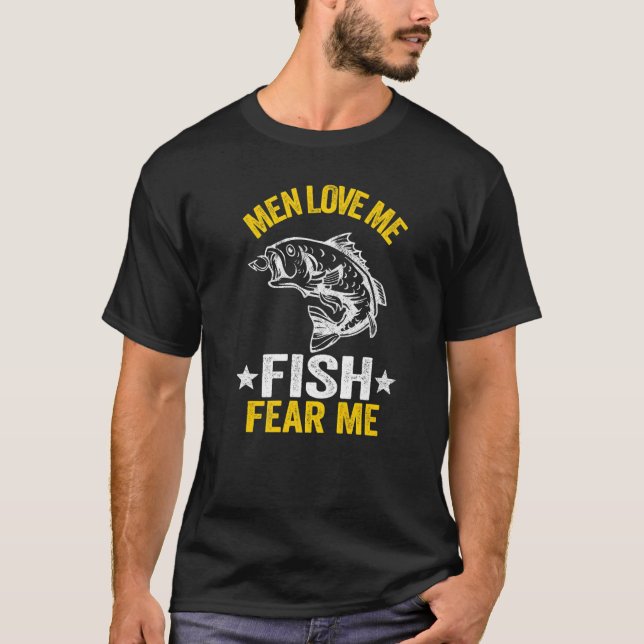 Manar Kärlek me Fish Fear Fear mig Bass Fishwomen  T Shirt (Framsida)