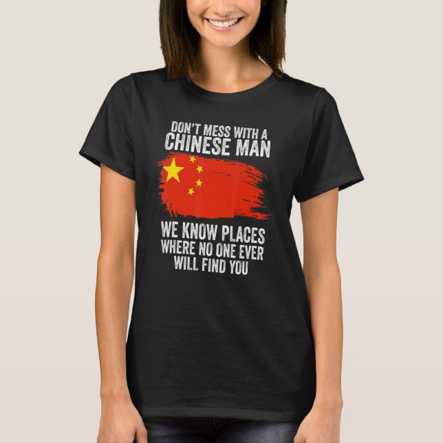 Manar kinesiska Flagga China T Shirt (Framsida)