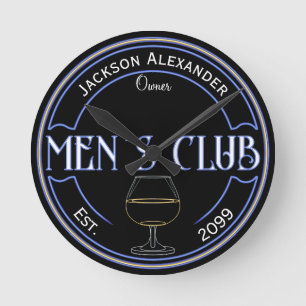 Manar Klubb Man Cave Pub Wall Clock Rund Klocka