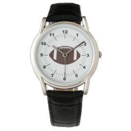 Manar Krona Football Black Leather Strap Watch Armbandsur