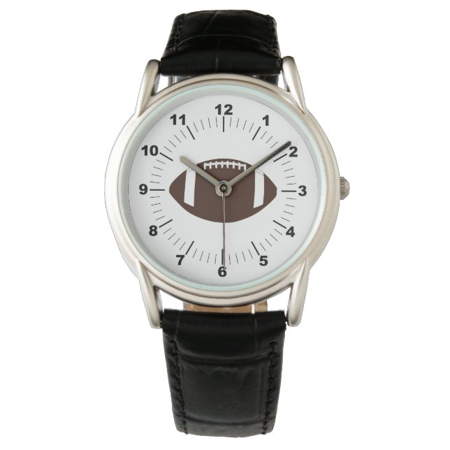 Manar Krona Football Black Leather Strap Watch Armbandsur (Framsida)