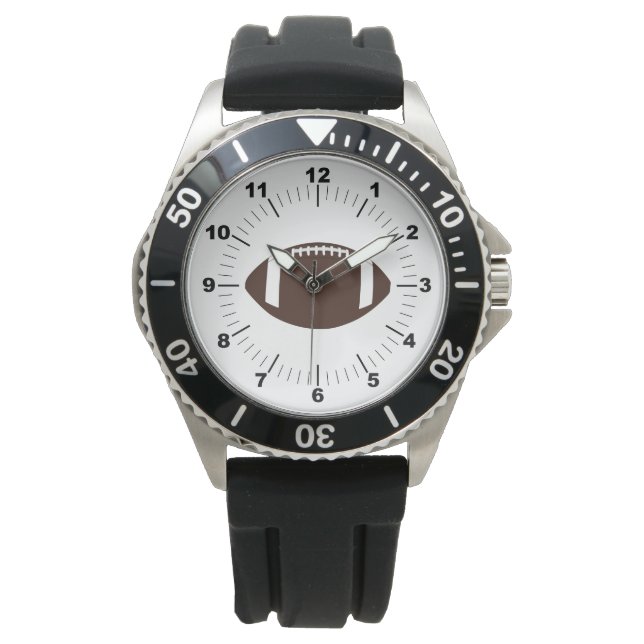 Manar Krona Football Black Rubber Strap Watch Armbandsur (Framsida)