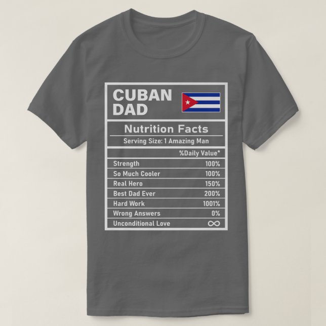 Manar Kuba Pappa Nutrition Facts Fars dag Nation T Shirt (Design framsida)