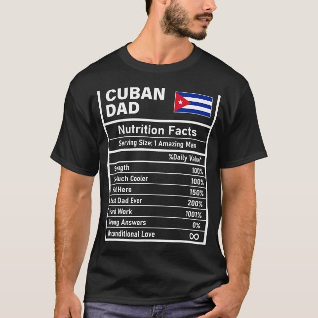 Manar Kuba Pappa Nutrition Facts Fars dag Nation T Shirt (Framsida)