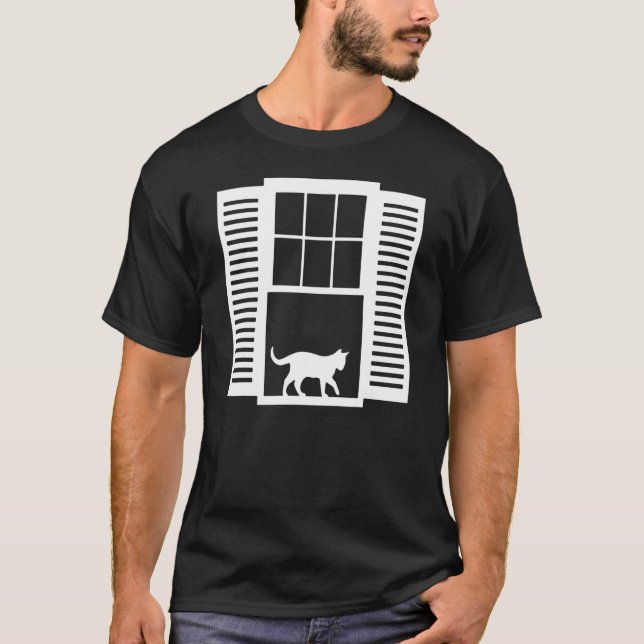 Manar Kvinnor Katt på fönstret T Shirt (Framsida)