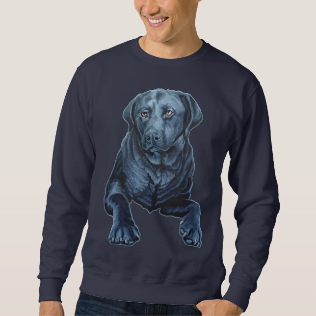 Manar Labrador Shirts Blue Hund Art Sweatshirts Lång Ärmad Tröja (Framsida)