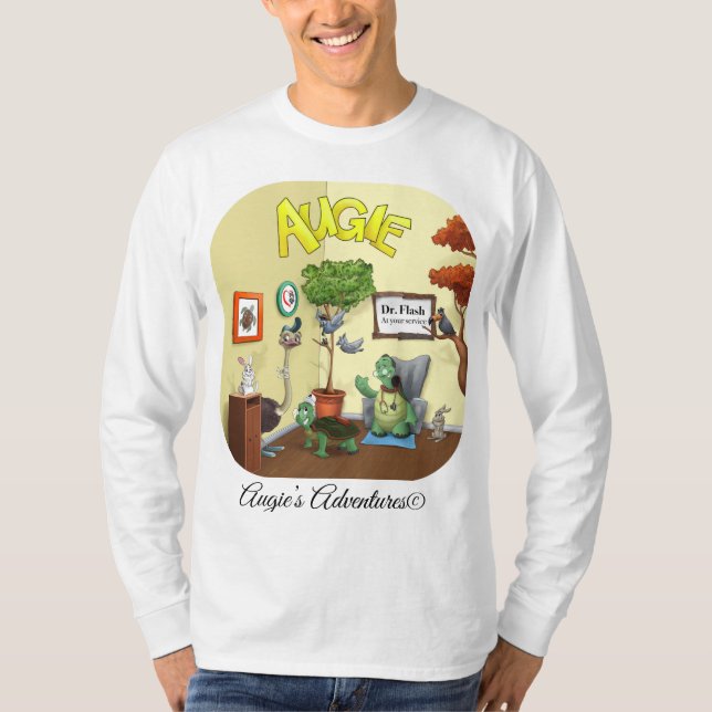 Manar långärmad roligt t-shirt Augie the turtle (Framsida)