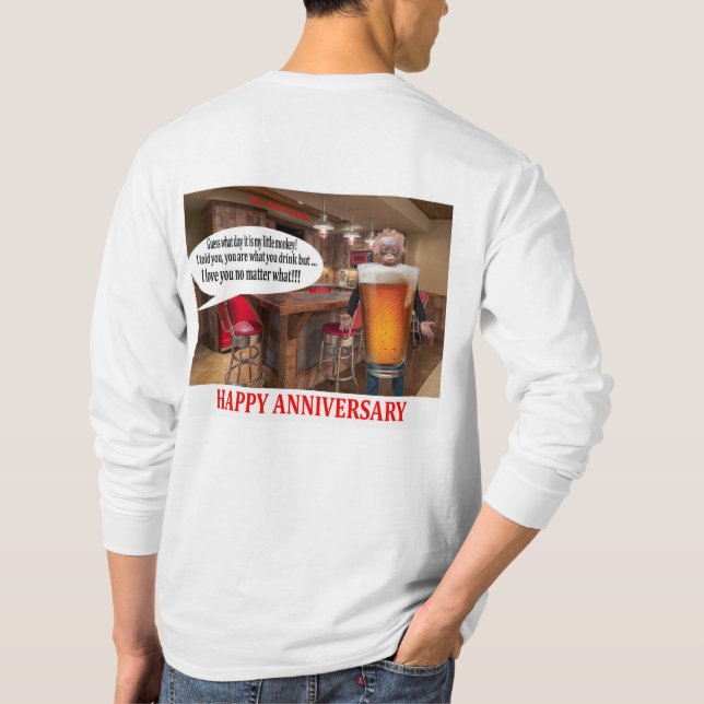 manar långärmad T. Lycklig-årsdagen T Shirt (Baksida)