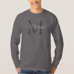 Manar Långärmad T Shirts Monogram Initial Brev<br><div class="desc">Manar Långärmad T Shirts Monogram Initial Brev Namn Template Elegant Trendig Black Basic Långärmad T-Shirt.</div>