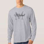 Manar Långärmad TShirts Monogram Initial Namn<br><div class="desc">Manar Långärmad TShirts Monogram Inledande Elegant av Brev Namn-mall Trendig Grått Grundläggande Långärmad T-Shirt.</div>