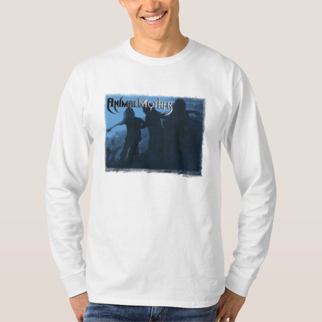 Manar långärmadvit T "Moshing blått" beklär Tee (Framsida)