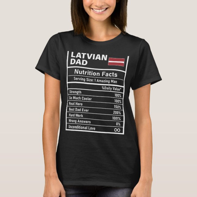 Manar Latinska Pappa Nutrition Facts Fars dag Nati T Shirt (Framsida)