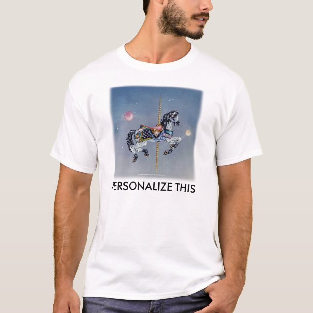Manar lätt T - Grått Mare Carousel Horse SQ Tee Shirt (Framsida)