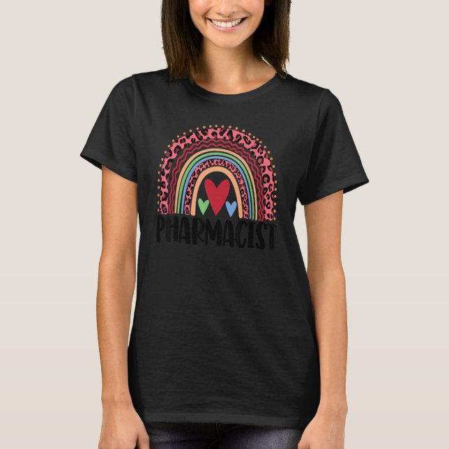 Manar Leopard Rainbow Kärlek T Shirt (Framsida)