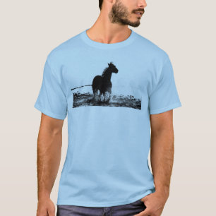 Manar Light Blue T Shirt Running Horse Front & Bac