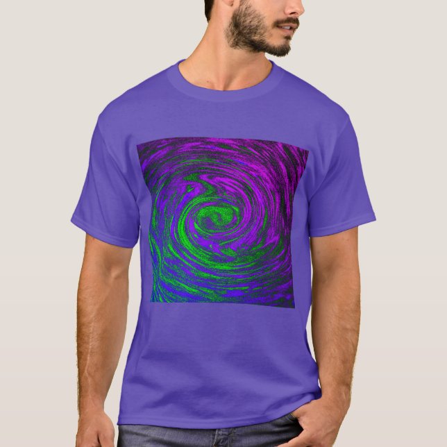 Manar Lila Abstrakt Art Swirl T Shirt (Framsida)