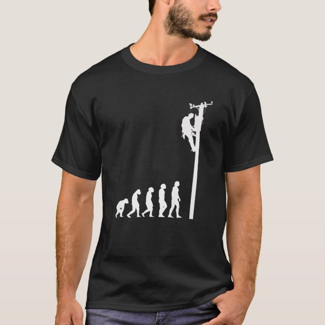 Manar Lineman Evolution Funny Electric Cable Man E T Shirt (Framsida)