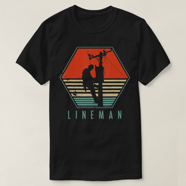 Manar Lineman Vintage Retro Electrician Gift T Shirt (Design framsida)