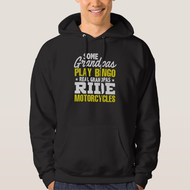 Manar Lite Grandpas Play Bingo Real Grandpas Ride  Hoodie (Framsida)