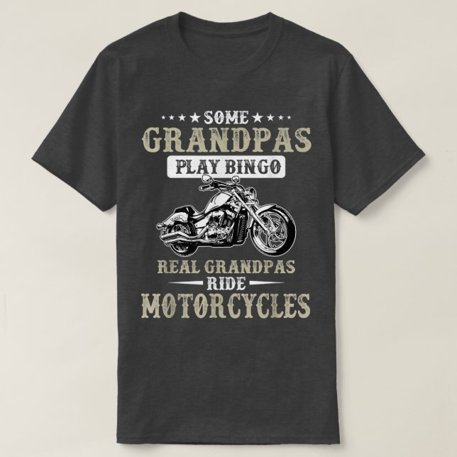 Manar Lite Grandpas Play Bingo Real Ride Motorcle T Shirt (Design framsida)