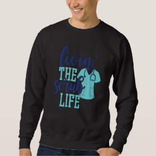 Manar Livin the SCrub Life Nurse Rn Lpn Cna Nursin Lång Ärmad Tröja