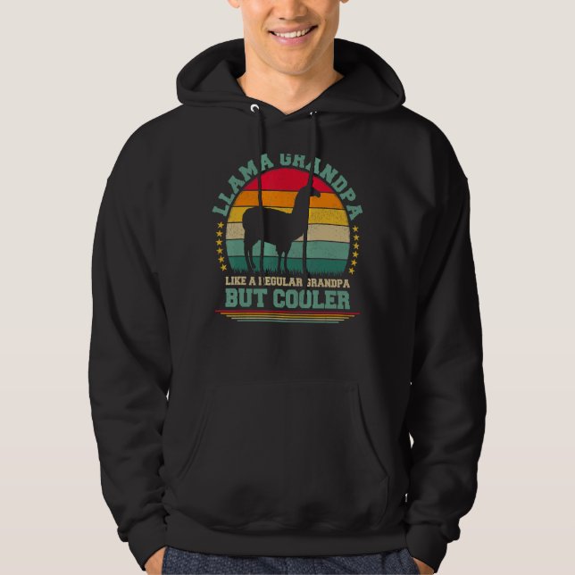 Manar Llama Vintage Llama Grandpa Fars dag Hoodie (Framsida)