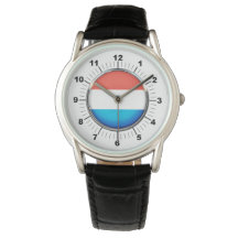 Manar Luxembourg Flagga Black Leather Watch