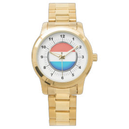 Manar Luxembourg Flagga Oversized Guld Watch Armbandsur