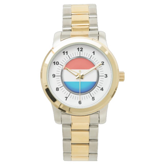 Manar Luxembourg Flagga Oversized Two-Tone Watch Armbandsur (Framsida)