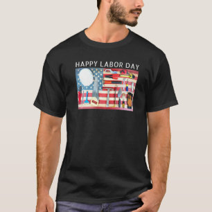 Manar Lycklig arbetsdag Coola Amerikanska Flagga-b T Shirt