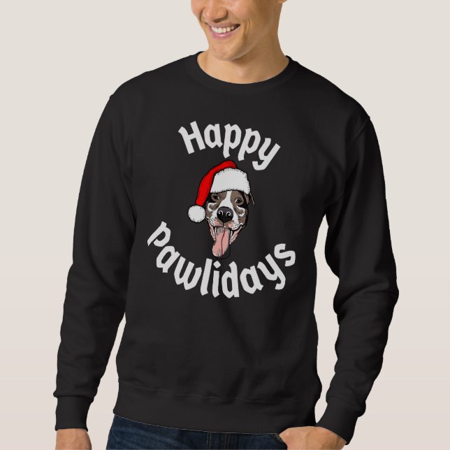 Manar Lycklig Pawlidays Merry Pitmas Pitbull Chris Lång Ärmad Tröja (Framsida)