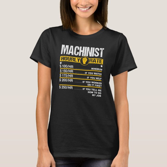 Manar Machinist Timrate Engine Driver Cnc Labour T Shirt (Framsida)