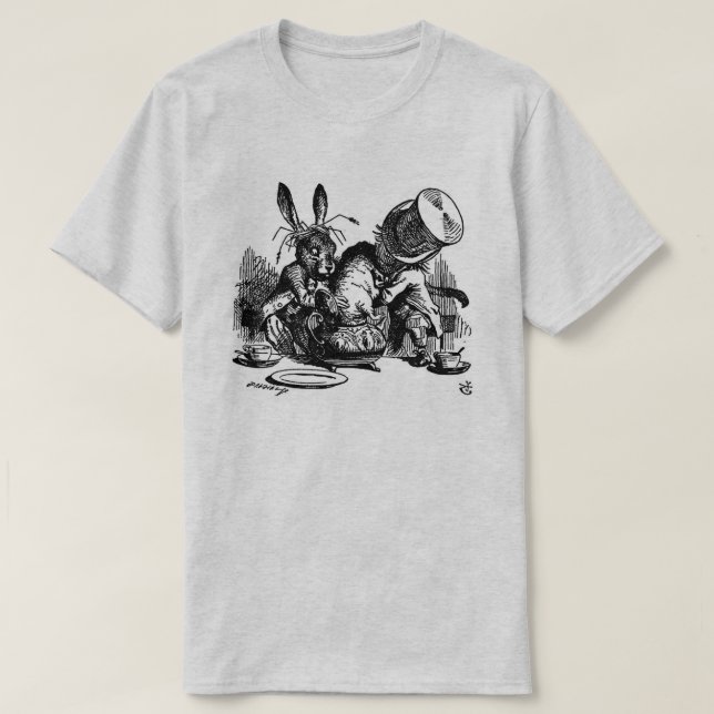 Manar Mad Hatter Dormus i Tekanna B&W T Shirt (Design framsida)
