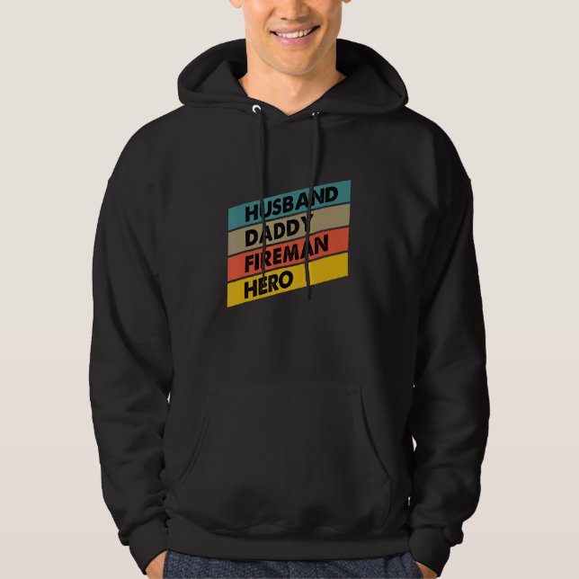 Manar Make pappa Fireman Hero Firefighter Far Hoodie (Framsida)