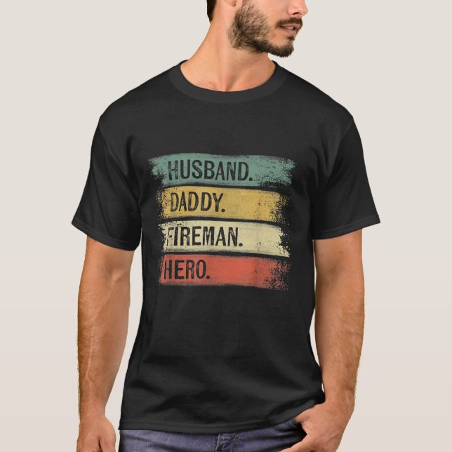 Manar Make pappa Fireman Hero Firefighter T Shirt (Framsida)